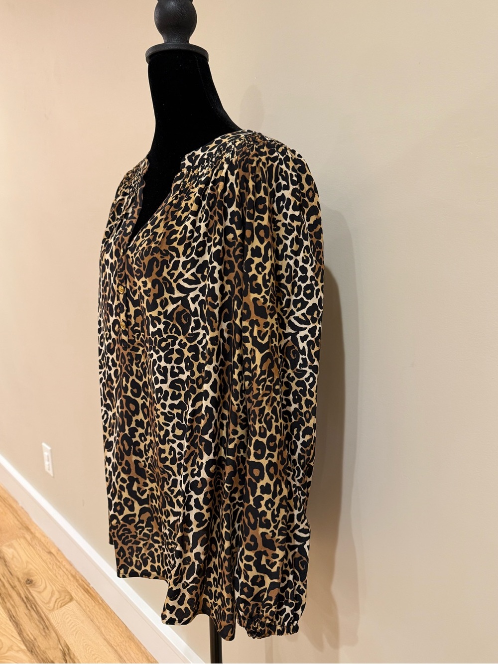 Lilly Pulitzer Animal Print V-Neck Blouse in Brown, Black & Cream - Picture 3 of 7